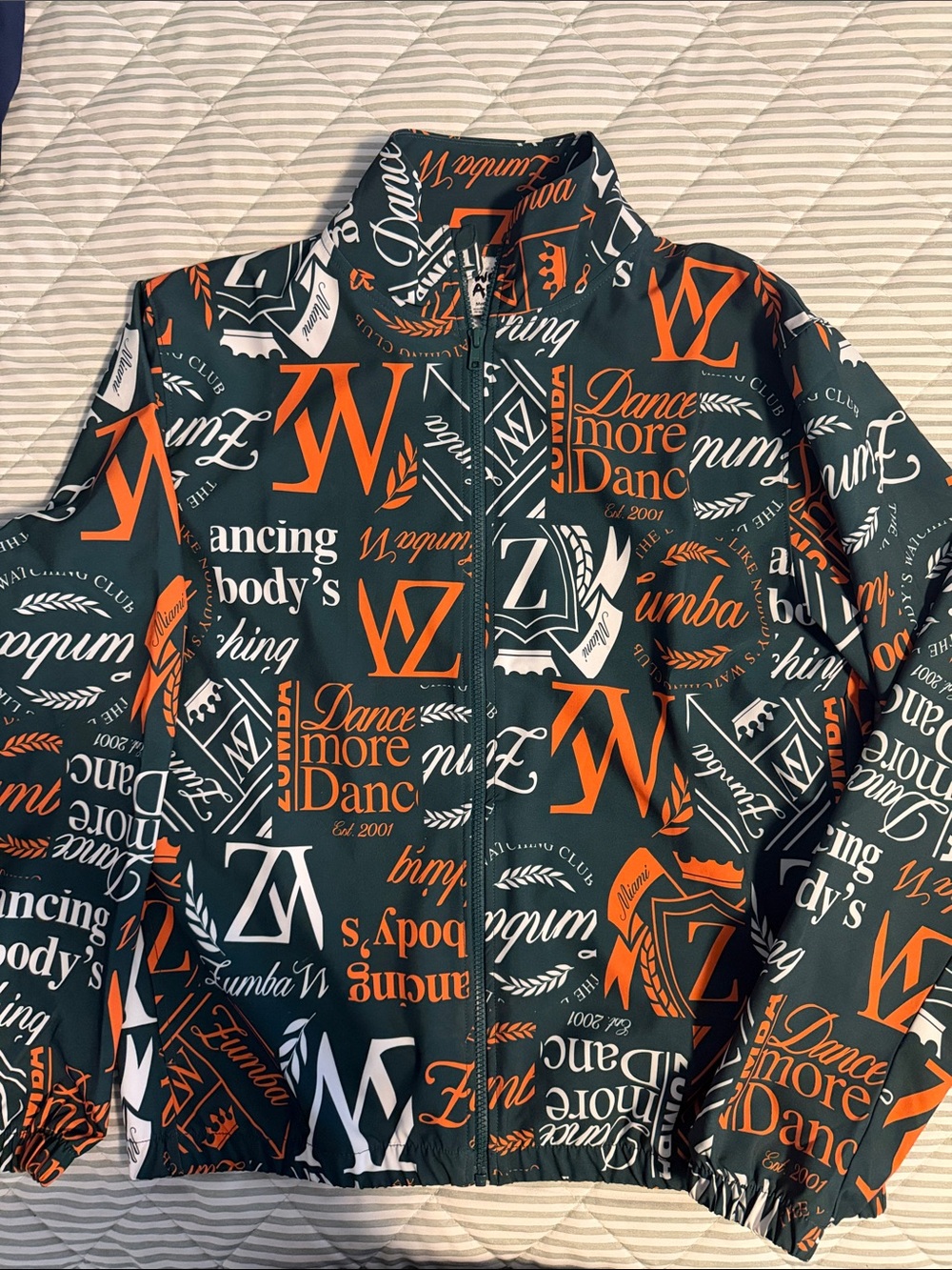 Unisex Zumba  Printed Windbreaker Jacket - Green & Orange